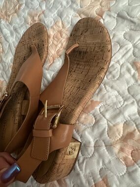 Michael Kors Tan Sandals with Gold Buckle